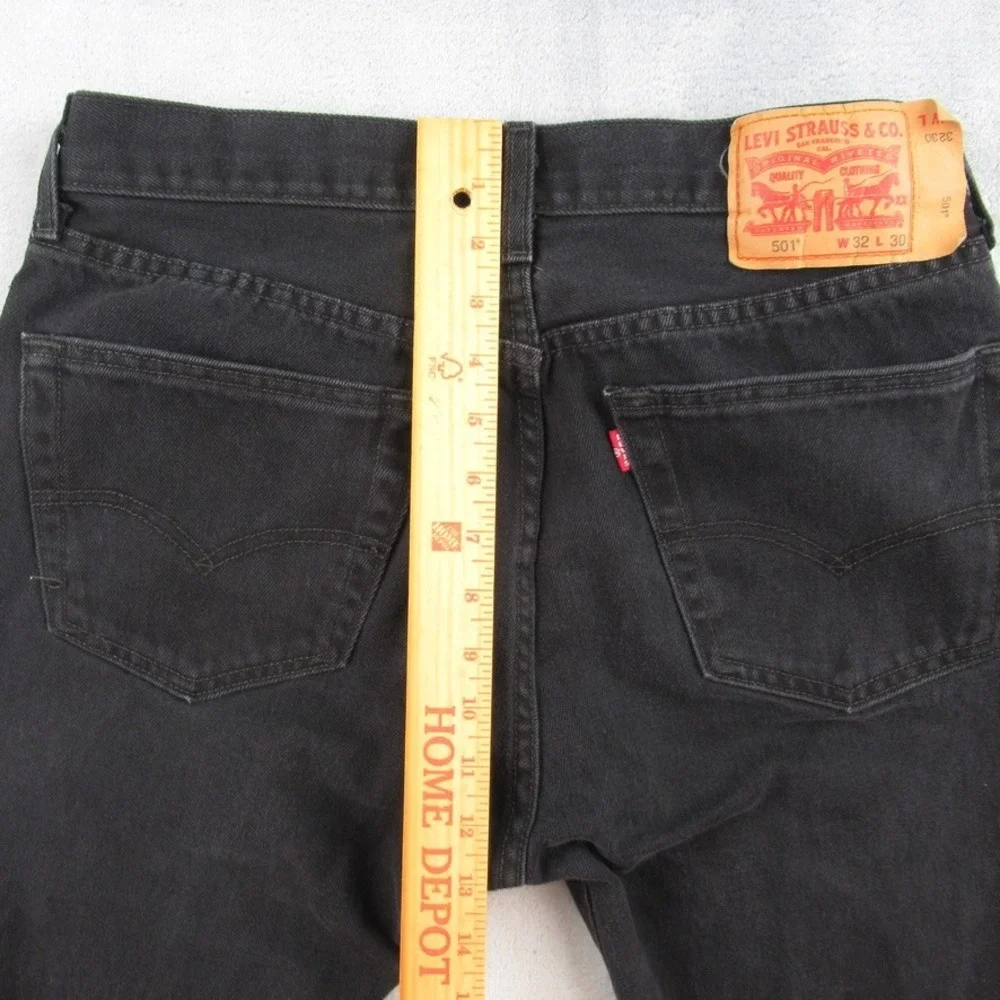 Levis 501 Mens Straight Leg Button Fly Jeans Black Denim W32 L30